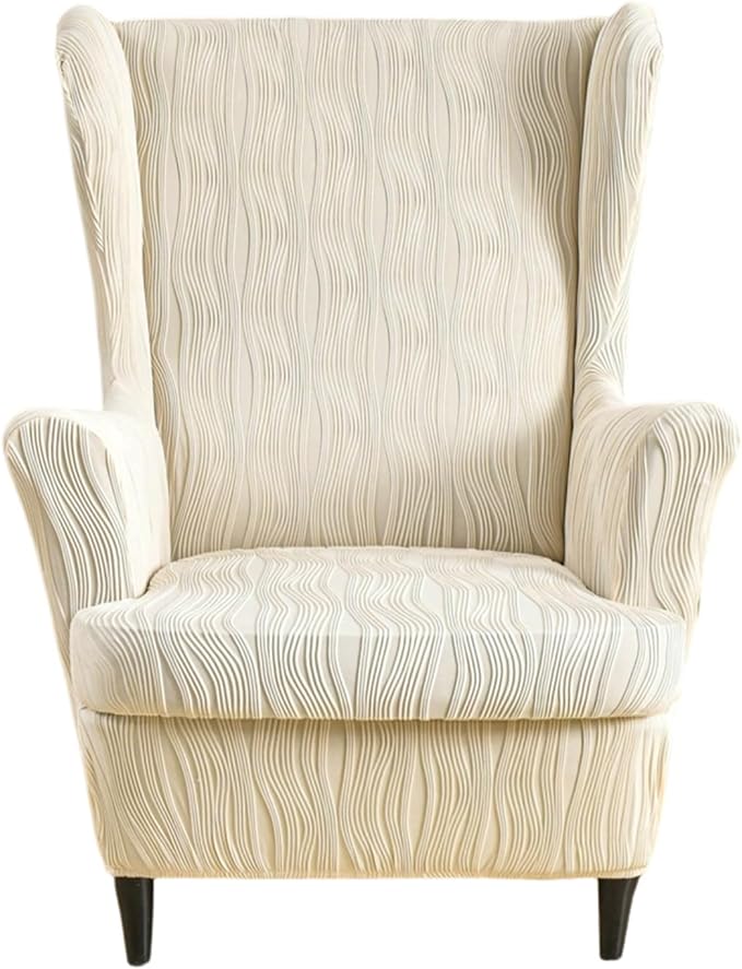 HAOYONG Wingback Chair Slipcovers Elastic Jacquard Wing Chair Covers 2 Pieces by HAOYONG