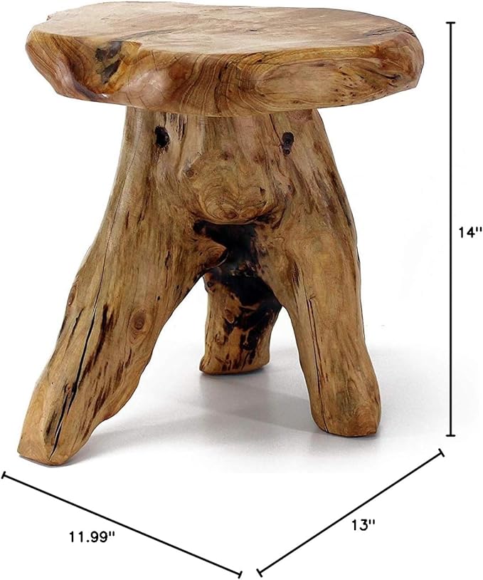 WELLAND Natural Cedar Stump Stool, Live Edge Side Table, Plant Stand, Small - Image 3