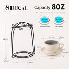 SIDUCAL Stackable Cappuccino Cup Set of 4 [8oz] Ceramic Coffee Cups with Saucers and Cup Holder,Microwave/Dishwasher Safe,Espresso Demitasse Cups(Green)