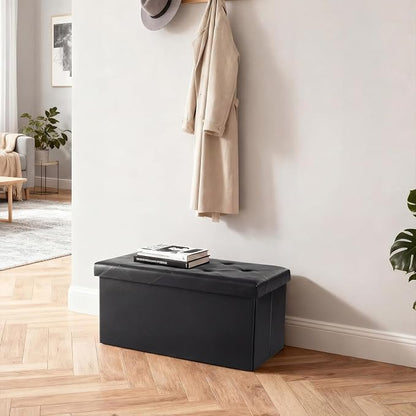 DUMOS 30 Inch Folding Storage Ottoman Bench, Large Hidden Storage Chest - Image 9