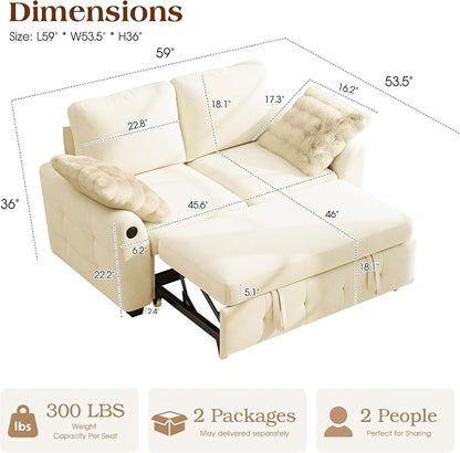 Ihanherry 59-inch Convertible Sofa Bed, Pull Out Sleeper - Image 2