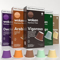 Woken Coffee Compostable Nespresso Pods Variety Pack - Dark and Medium Roast Italian Espresso Compostable Coffee Pods Compatible with Nespresso Machine (50 Pods, 5 Boxes) (Pack of 5), Variety Pack)