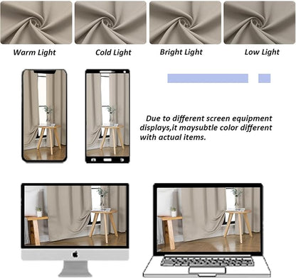 Simplebrand Ava Stone Short 30 Inches Blackout Curtain 2 Panels Set, Half - Image 9
