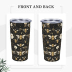 Bee Tumbler with Lid and Straw 20oz Coffee Tumblers Leakproof Stainless Steel Travel Mug Vacuum Insulated Cup for Iced and Hot