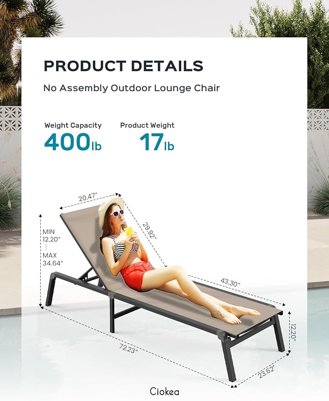 Aluminum Chaise Lounge Ourdoor - Image 2