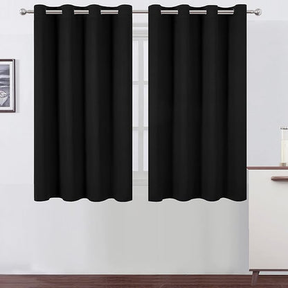 Black Thermal Blackout Curtains/52 x 54 Inch/Set of 2 Panels Room Darkening by Lemomo