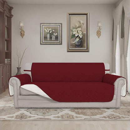 Easy-Going Reversible Couch Cover, 4 Seater Sofa, Christmas Red/Ivory | - Image 2