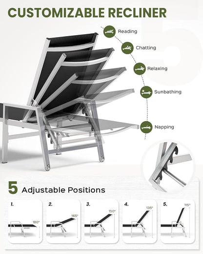 Vexwalx Patio Chaise Lounge Chair Outdoor - Image 4