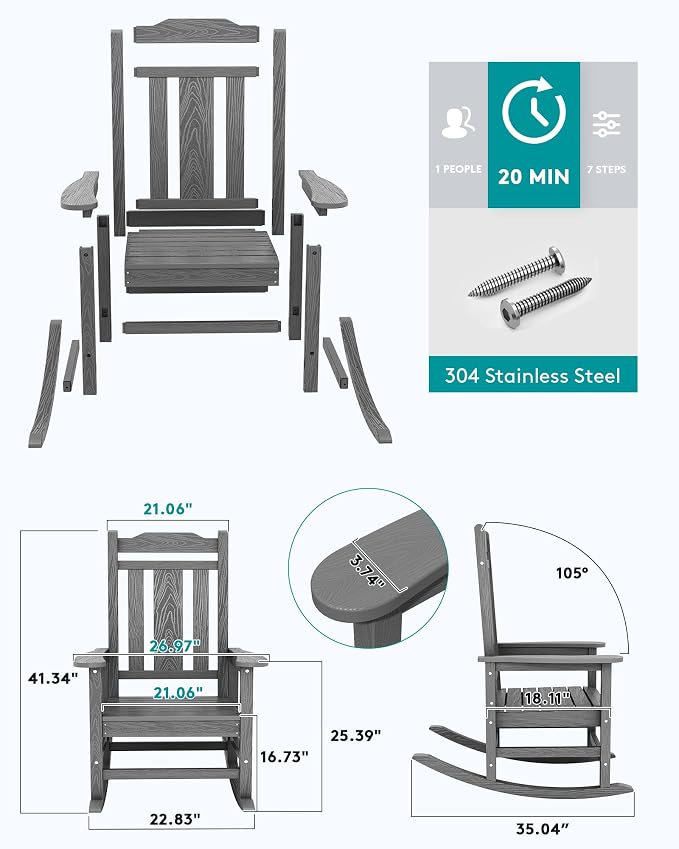 SERWALL HDPE Outdoor Rocking Chair - Image 5