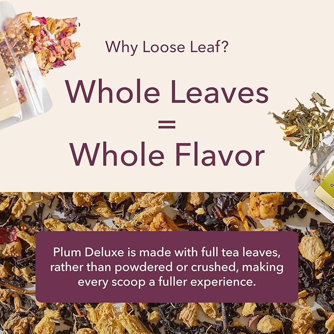 Night Cap Herbal Tea – Sleepytime Loose Leaf Tea for Relaxation & Sleep – With Chamomile, Valerian, Peppermint & Lemon Balm – Makes 60–80 Cups – Caffeine Free – Handcrafted in USA – Plum Deluxe