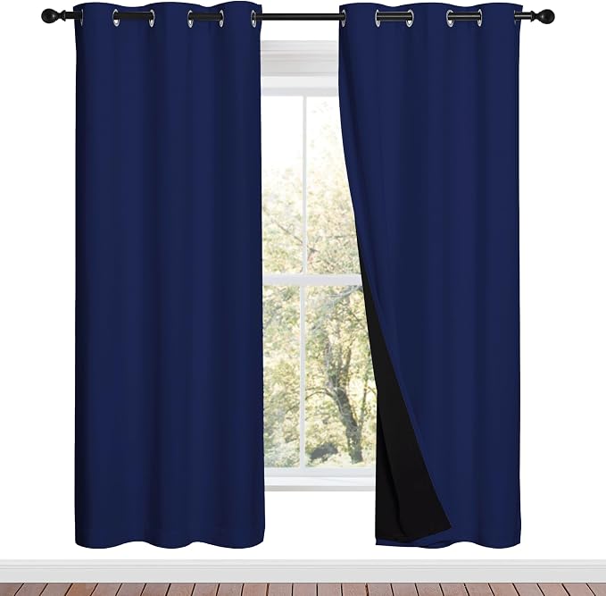 NICETOWN 100% Blackout Window Curtain Panels, Royal Blue, 2 Pieces, 42-inch - Image 2