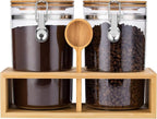 Yangbaga Coffee Container for Ground Coffee,2×58OZ Storage Containers with Shelf & Scoop,Plastics Airtight Coffee Canisters for Ground Coffee Bean,Food Storage Jars for Kitchen,Nuts,Tea,Sugar