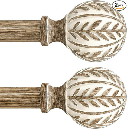 QDWIS 2 Pack Boho Wood Curtain Rods by Unknown
