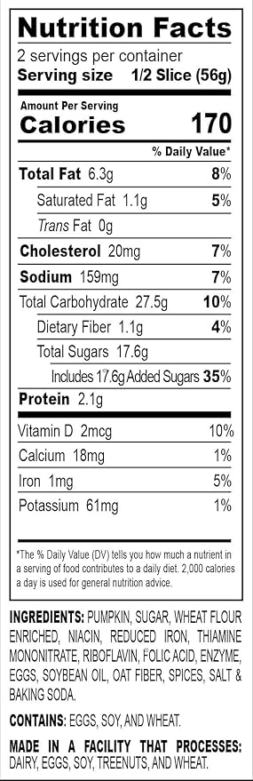 Nadel - NATURALLY DELICIOUS Pumpkin Spice Bread Slices, 8 Pack, Sweet Breads & Cakes breakfast bar, back to school lunch snack.