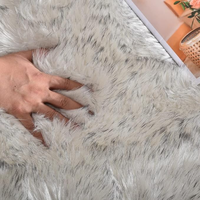 ORINOVA Grey and White Plush Shag Washable Rugs - Image 5