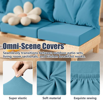 8Pcs Outdoor Cushion Covers, Stretch Patio Furniture Couch Chair Slipcovers | - Image 5