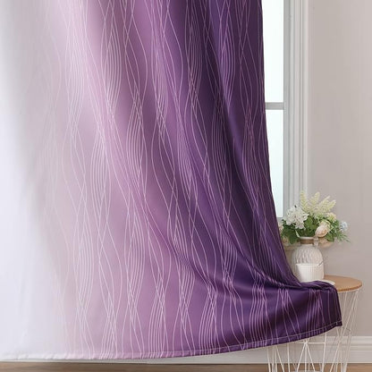 Purple and Greyish White Ombre Blackout Curtains - Image 6