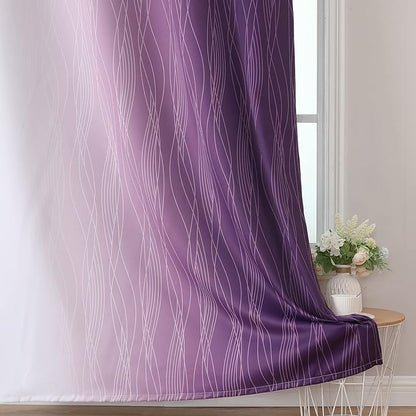 Purple and Greyish White Ombre Blackout Curtains - Image 6