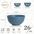 Wheat Straw Camping Bowls Sets of 6,Unbreakable 26oz Lightweight Bowls Sets for Outdoors Activity,Breakfast Bowls for Cereal and Salad.Vibrant Series
