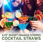 5.75 inch Orange Paper Cocktail Straws, Short Disposable Drinking Straws 500 Counts, Unwrapped - Compostable