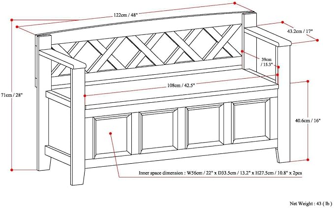 SIMPLIHOME Amherst Entryway Storage Bench - Image 3