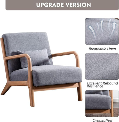 ANJ Mid Century Modern Accent Chairs Set of 2, Comfy Fabric Reading Chair - Image 4