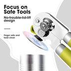 Beneno Can Opener Manual with Magnet, Hand Held Heavy Duty Can Opener with Durable Sharp Blade Smooth Edge, Big Effort-Saving Knob, Soft Grip Rubber Handle, Multifunctional Bottle Opener, Lime Green