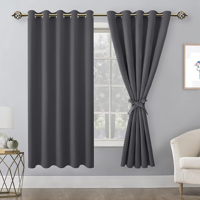 Grommet Blackout Curtains for Bedroom, 60 x 72 Inches, Dark Grey | Thermal - Image 8