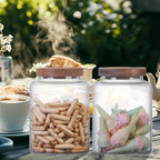 Glass Candy Jar with Lid Glass Sugar Containers Kitchen Canisters Pantry Food Storage Container for Cookies Coffee Bean Cereal Flour Cookies(40oz(1200ml)-1 pack)