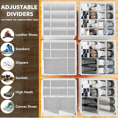 SpaceAid Shoe Organizer for Closet, 2 Pack Foldable Shoe Storage Containers - Image 3