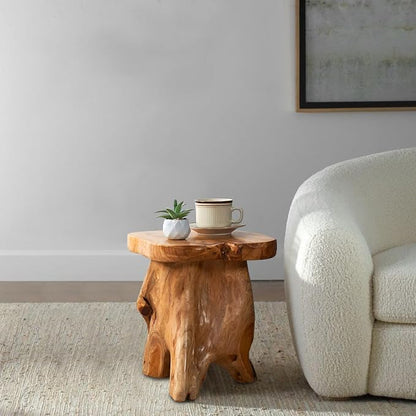 Greenage Cedar Roots Mushroom Accent Stool 12" x 15" x 13.5" Height Natural - Image 3