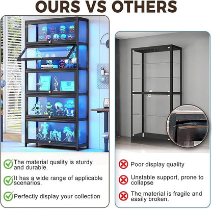 Display Cabinet with Acrylic Glass Doors 67.7'' Tall Curio Cabinet - Image 5