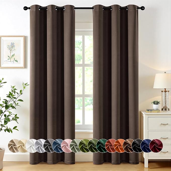MIULEE Blackout Curtains for Bedroom 2 Panels 40"x84" Long Chocolate Brown | by MIULEE