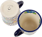 Encantada Handmade Hand-Painted Authentic Mexican Pottery Mugs (Multi Blue Green)
