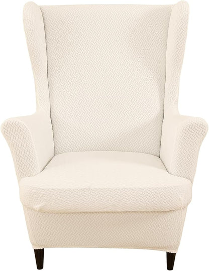 HAOYONG Jacquard Wingback Chair Cover Thickening Armchair Covers 2 Pieces by HAOYONG