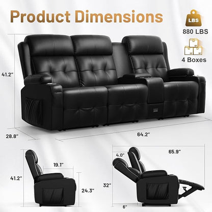 Recliner Sofa Set, Massage Home Theater Set - Image 5
