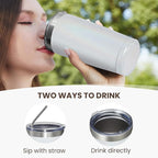 MEWAY 20oz Tumbler Double Wall Vacuum Insulated Travel Glitter Mug,Stainless Steel Tumblers with Lid and Straw, Powder Coated Coffee Cups for Woman (Rainbow White,1)