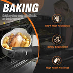 Walfos BBQ Gloves - 500°F Heat Resistant Grilling Gloves Set with Meat shredding Claws & Silicone Brush, Non-Slip Kitchen Silicone Oven Mitt, for Barbecue, Cooking, Baking, Cutting, Black