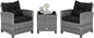 HAPPYGRILL 3 Pieces Patio Conversation Set, Outdoor Furniture Set PE Rattan by HAPPYGRILL