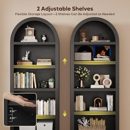 Bestier 76" Tall Arched Bookshelf, 5 Tier Arched Bookcase - Image 5