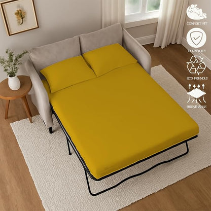 Sleeper Sofa Bed Sheet, 100% Cotton 400 Thread Count, 4 Piece Set, Deep Pocket - Image 6