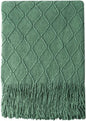 BOURINA Green Throw Blanket 60x80 Inches Throw Textured Solid Soft Sofa Throw by BOURINA