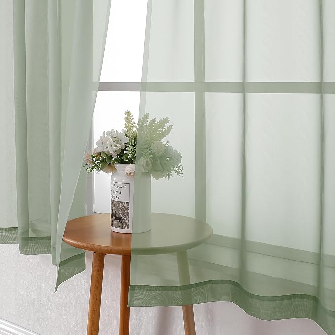 Short Sheer Curtains 54 Inches Length 2 Panels, Light Filtering Voile Curtain - Image 6