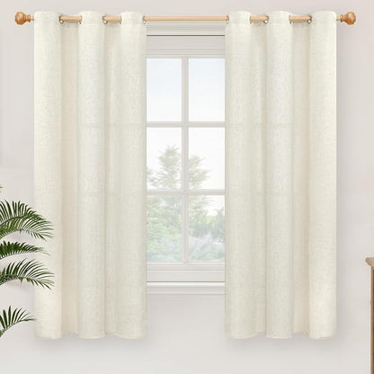 YoungsTex Natural Linen Curtains 63 Inch Length 2 Panels, Grommet Light by YoungsTex