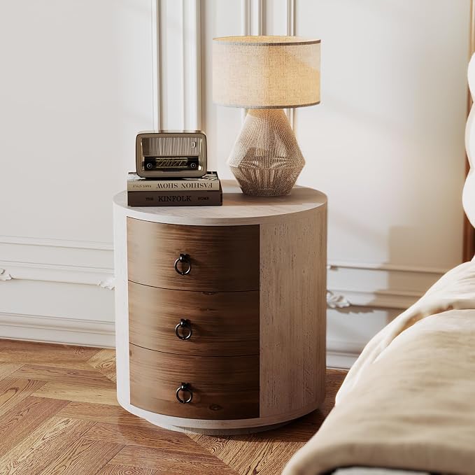 SUNBURY Round Night Stand Set of 2, Farmhouse Bedside Table, Farmhouse End Table - Image 7