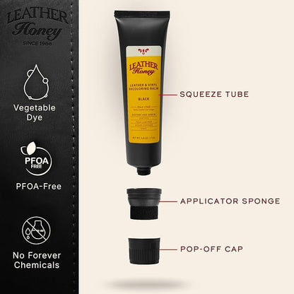 Leather Honey Black Recoloring Balm: Color Restorer and Scratch/Scuff Remover - Image 3