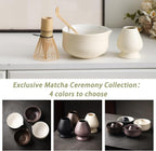 Matcha Set, Japanese Tea Set Includes Matcha Bowl with Spout, Matcha Whisk Holder (chasen), Bamboo Matcha Whisk and Bamboo Scoop, Ceramic Matcha Kit for Tea Lovers