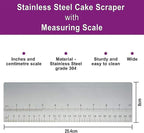10inch Metal Cake Scraper，Stainless Steel Cake Edge Smoother for Buttercream, Cake Decorating Comb