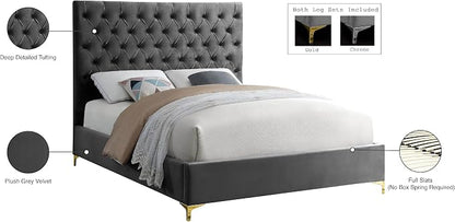 Meridian Furniture Cruz Collection Modern | Contemporary Velvet Upholstered Bed - Image 10