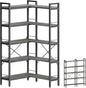 Huuger 5 Tier Bookshelf, L Shaped Corner Bookshelf by Huuger